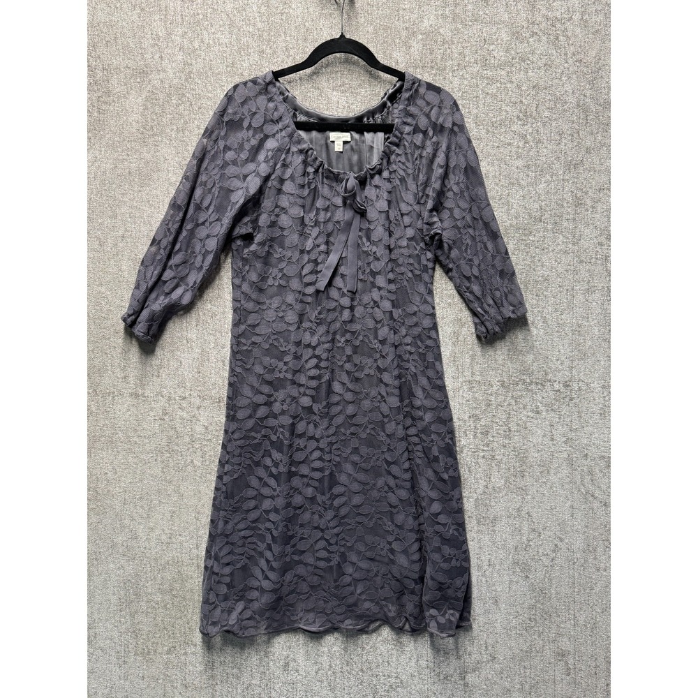 Garnet Hill Lace Overlay Dress Romantic Cottagecore Gray Size 12 Midi